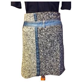 CHRISTIAN LACROIX FALDA FALDA CON PISTOLERA BIMATERIAL LIGHT KNIT JEANS T 34/36