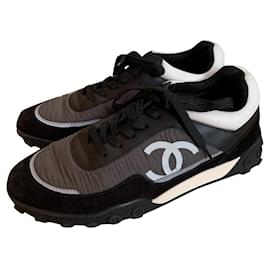 Sneakers Chanel Nere Bianche in Tela 37