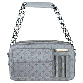 Louis Vuitton Monogramm Reißverschlusstasche Silber Grau