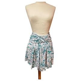 Falda Calista Isabel Marant Etoile plisada verde y blanca viscosa