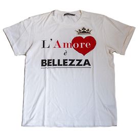 Camiseta Dolce & Gabbana blanca de algodón con estampado y bordado