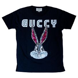 Camiseta Gucci Bugs Bunny con lentejuelas de algodón negra