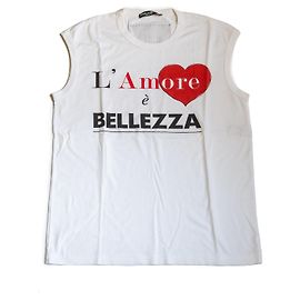 Camiseta de Tirantes Dolce & Gabbana Blanca de Algodón con Estampado