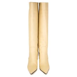 Stivali alti Jimmy Choo in pelle di agnello crema tacco 8cm