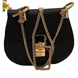 Chloé Drew Lederhandtasche schwarz goldene Beschläge