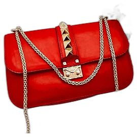 Clutch Valentino Garavani Glam Lock Rossa in Pelle