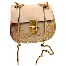 Clutch Chloé Drew in pelle beige