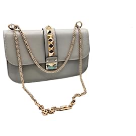 Sac à main Valentino Garavani Glam Lock en cuir bleu clair