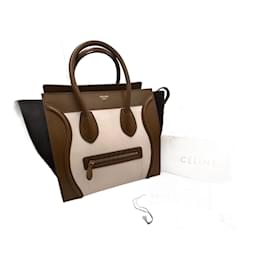 Borsa Céline Luggage Mini Khaki e Blu Scuro in Pelle