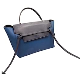 Cinturón Céline Mini Azul de Cuero y Gamuza