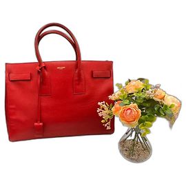 Saint Laurent Sac de Jour Large in pelle rossa