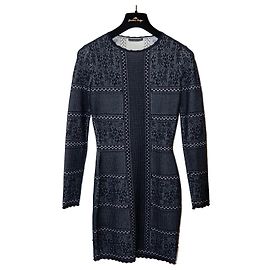 Mini abito in pizzo Alexander McQueen blu navy