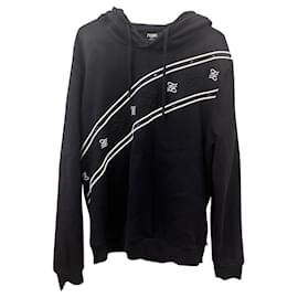 Felpa con cappuccio Fendi Karligraphy blu navy cotone XL