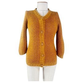 Autre Marque Cardigan Rich & Royal Giallo in Mohair e Acrilico