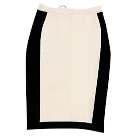 Falda de tubo Balmain en viscosa negra y blanca