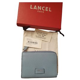 Lancel Ninon Slim Zip S Geldbörse Blau Leder
