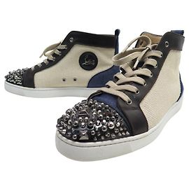 SCARPE CHRISTIAN LOUBOUTIN SNEAKERS LOU SPIKES 45 SCARPE IN TELA DI CUOIO