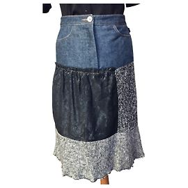 CHRISTIAN LACROIX FALDA PATCHWORK FALDA DENIM..Lana....CAMISETA DE ENCAJE 34/36