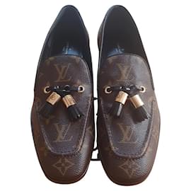 Louis Vuitton Ballerinen Braun Leder und Stoff Größe 38.5