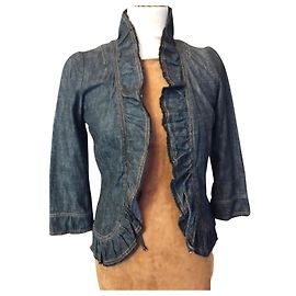 KENZO TRENDY DENIM JACKET COLLAR CORSET T 36/38