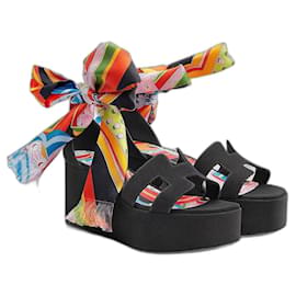 Hermès Eole 35 Sandalen schwarzes Hirschleder