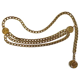 Cinturón de cadena Chanel dorado con 3 medallones 85 cm