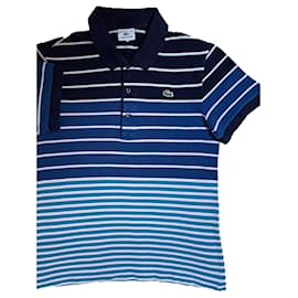 Polo 100% blau gestreifter pique baumwolle Xs/2/34 LACOSTE - Lacoste
