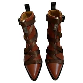 Chloé Stiefeletten aus Leder Schwarz Hellbraun