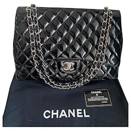 Chanel Maxi Jumbo Handtasche Schwarz Lackleder