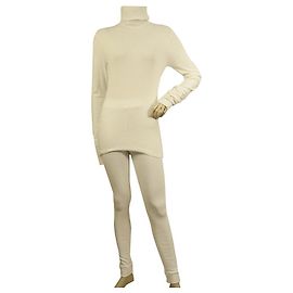 Top de tortuga de algodón blanco de American Vintage (METRO) Pantalones deportivos (S)  Juego de salón deportivo