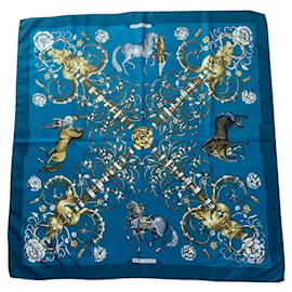 Foulard Hermès Parc Royal in seta blu 90 cm