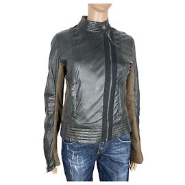 Chaqueta Biker de Piel Clements Ribeiro Marrón Negro