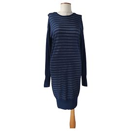 Karl Lagerfeld Gestreiftes Blaues Wollkleid