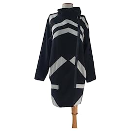 Abrigo Geo Helmut Lang Negro Blanco de Lana