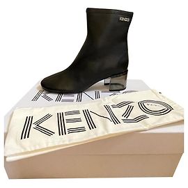 Stivaletti Kenzo K- con tacco medio neri in pelle
