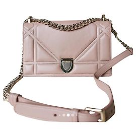 Borsa a mano Christian Dior Diorama in pelle rosa