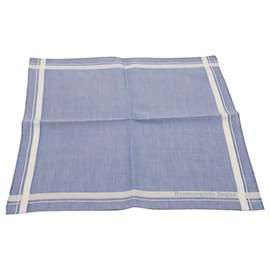 Ermenegildo Zegna Pochette Bordi Rigati in Cotone Blu