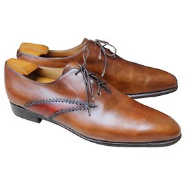 CHAUSSURE BERLUTI RAPIECE REPRISE EN CUIR ESCRITO 10 / 44 SAPATOS MASCULINO SUPER estado