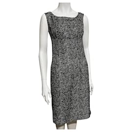 Robe en soie bouclée YSL en noir et blanc - Yves Saint Laurent