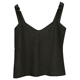 Top Prada in Lana Khaki con Bordo di Perle