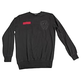 Balmain Pullover mit Löwenkopf Logo schwarz Baumwolle