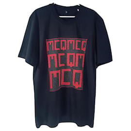 T-shirt Alexander McQueen MCQ nero e rosso in cotone - Alexander Mcqueen