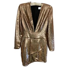 Alexandre Vauthier Sequin Plunging Mini Dress Rose Gold