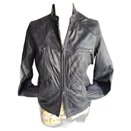 Autre Marque Chaqueta de cuero negra talla 40