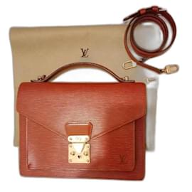 Borsa a mano Louis Vuitton Monceau Epi in pelle di agnello marrone