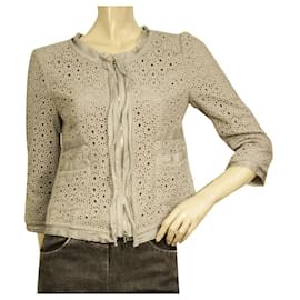 Armani Collezioni Giacca cardigan leggera ricamata grigia w. Cerniera mis 38