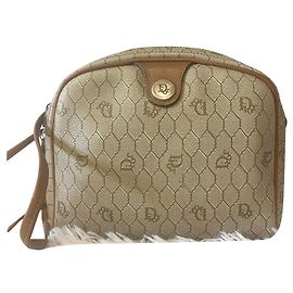 Borsa Dior beige in pelle con stampa a nido d'ape