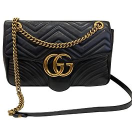 Gucci GG Marmont Matelassé Umhängetasche Leder Schwarz