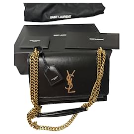 Borsa Saint Laurent Sunset media nera in pelle