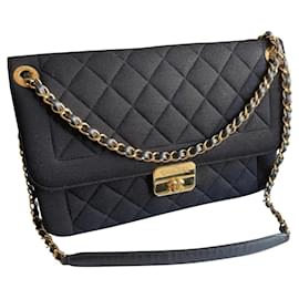 Borsa a mano Chanel nera in tessuto